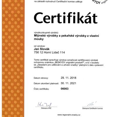 CertifikAt Beskydy OroginAlnI Produkt