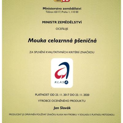 CertifikAt Klasa PSeniCnA CelozrnnA