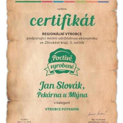 Certifikat Poctive Vyrobene